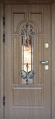 Дверь с ковкой и стеклом KS-024