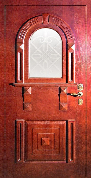 Дверь с ковкой и стеклом KS-062