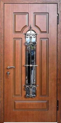 Дверь с ковкой и стеклом KS-009
